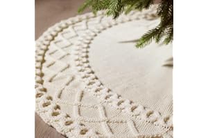NIBESSER White Knit Tree Skirt 48" - Ivory Knitted Christmas Tree Skirt Mat for Home Party Holiday Ornaments Christmas Decorations