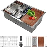 SANYCASA 30 Inch Undermount Kitchen Sink Superior Drain Kitchen Sinks 11 Gauge (3mm) Stainless Steel, Single Bowl Integrated 