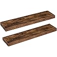 HOOBRO Floating Shelves, Wall Shelf Set of 2, 31.5 Inch Hanging Shelf with Invisible Brackets, for Wall Bathroom, Bedroom, Toilet, Kitchen, Office, Living Room Decor, Rustic Brown BF80BJP201