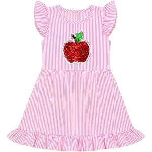 HH Family Back to School Outfits for Girls Kids Toddler Kindergarten Preschool Elementary Classroom Casual Dress