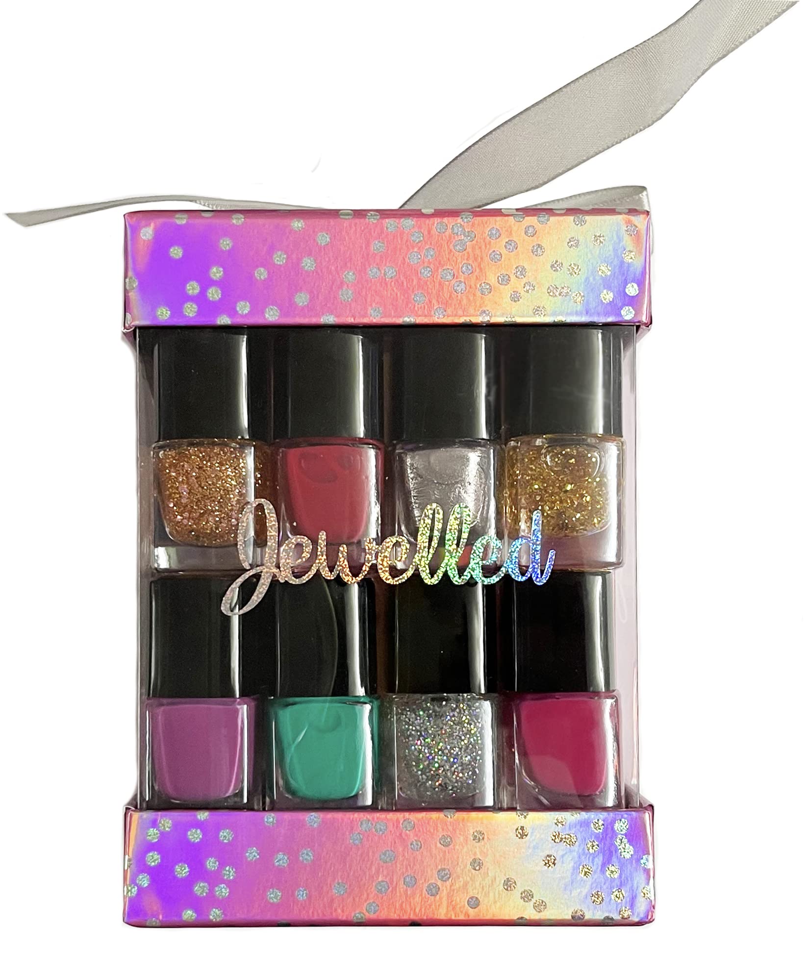 Jewelled Nails 12 Nail Polish Gift Set Cube, Christmas Holidays Xmas Edition, Gift Set For Her, Set of 12 x 6.5ml