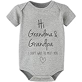WOOYONGING Hi Grandma and Grandpa I Can't Wait To Meet You Pregnancy Announcement Infant Baby Bodysuit Baby Clothes