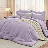 MUXHOMO 7 Pieces Full Comforter Set, Soft Bed in a Bag Full Size, All Season Bedding Set with Comforter, Flat Sheet, Fitted Sheet, Pillowcases & Shams, Lavender