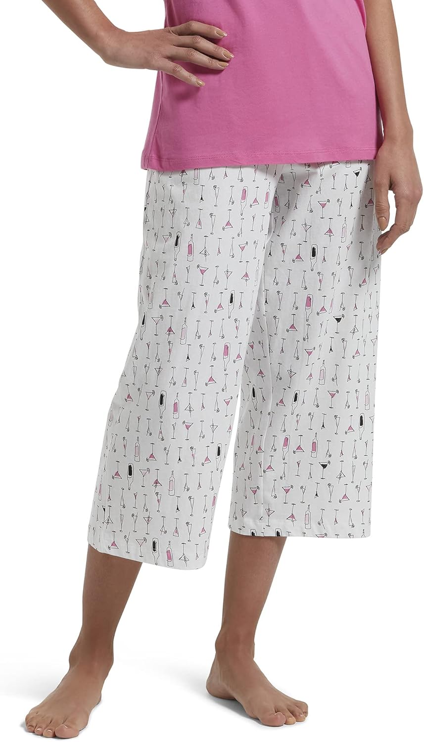 HUE Women's Printed Knit Capri Pajama Sleep Pant at  Women’s Clothing store