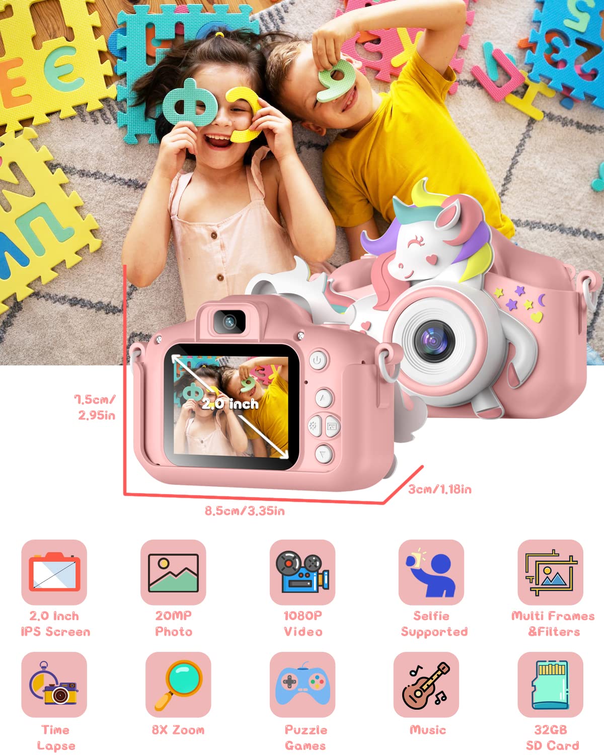 Kids Camera Kids Instant Camera for 3-8 Years Old Toddlers Childrens Boys Girls