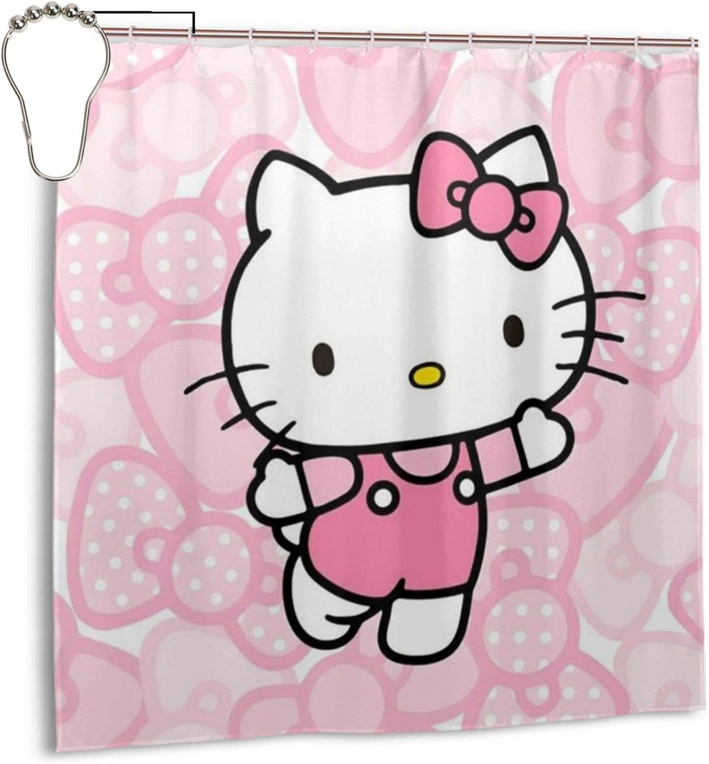 Amazon Co Jp ハローキティの壁紙1 シャワーカーテン 防カビ 防水 軽量 速乾 取付簡単 おしゃれ かわいい 遮光 浴室カーテン 1x1cm ホーム キッチン