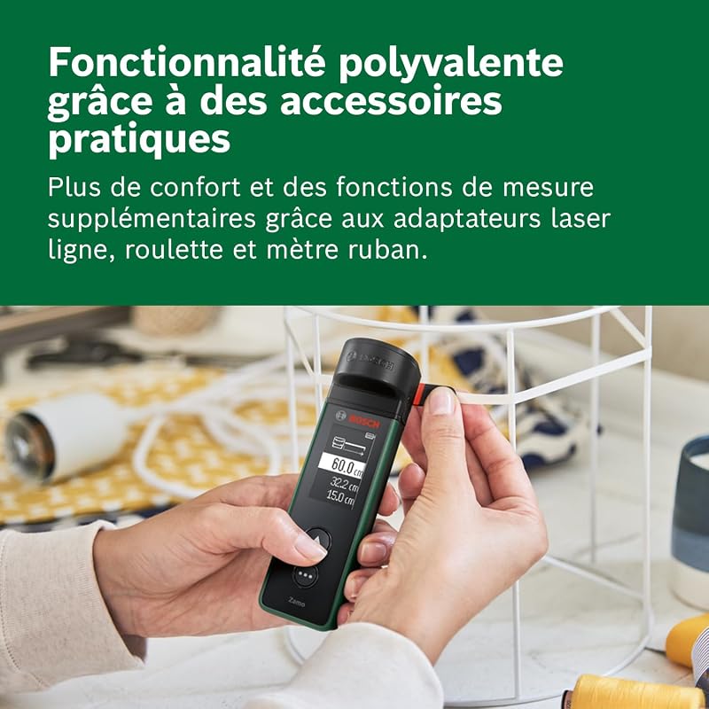 Télémètre Laser Zamo (portée jusqu’à 40 m, rechargeable USB‑C, mémorise 10 mesures, compatible avec adaptateurs, sans adaptateurs, incl. piles AAA rechargeables)