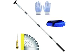 UEGHNS Floor Scraper Long Handle Heavy Duty, Floor Scraper Blades 4 inch scraper tool kitchen 31-61“ Thickened Steel Sharp Blades Free Extra 10PCS Metal Paint Scraper Ideal for Cleaning.(1, black)