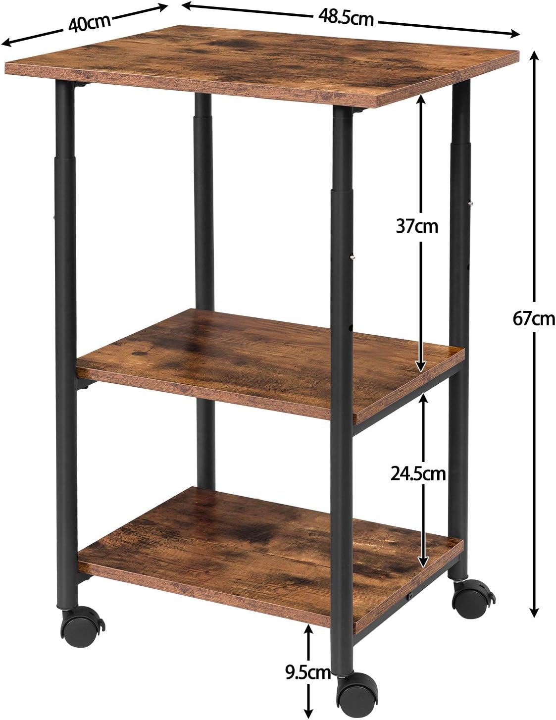 hoobro shoe rack on Rustic Brown Ebf03ps01 Projector Cart Industrial Style In Office Hoobro Mobile Printer Stand Height Adjustable Machine Cart On Wheels Home Office 3 Tier Printer Cart With Storage Shelf Furniture Home Office Furniture