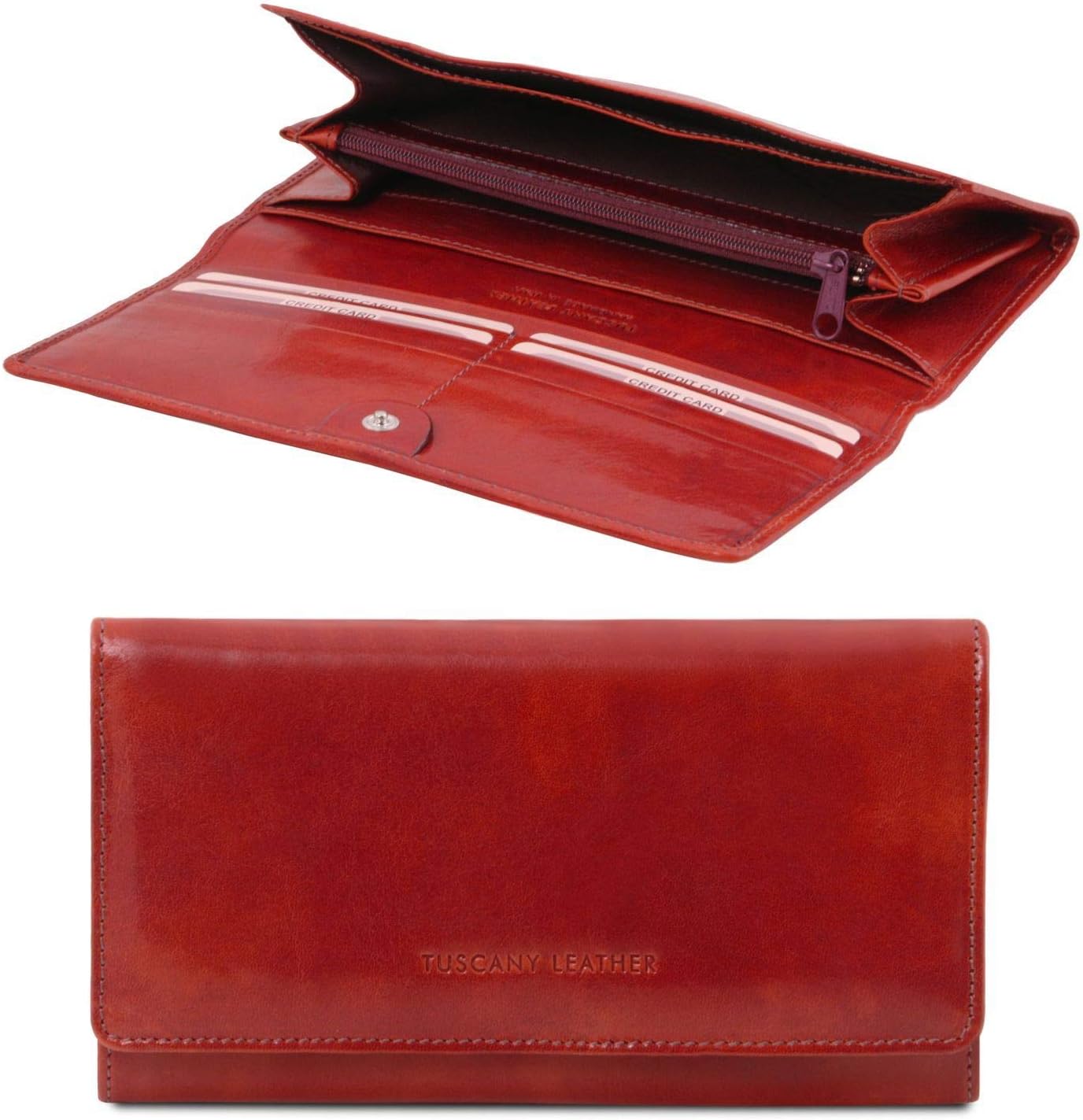 Tuscany Leather Exclusive leather accordion wallet for women Red