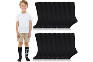 Shinymoon 8 Pairs Kids Compression Socks 15-20 Mmhg Knee Length Sock Calf Graduated Compression Stockings for Boys Girls(Blac