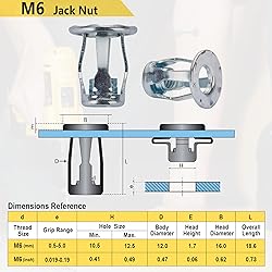 25Pcs M6 Jack Nut Threaded Insert Petal Nuts