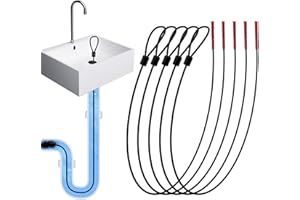 Drainsoon 30 Inches Drain Snake Hair Clog Remover, Upgraded Anti-break Metal Drain Hair Remover Tool with Nylon Coating, Drain Auger for Shower Drain, Kitchen, Bathtub Sink Cleaning (Black-5pack)