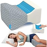 CloudBliss Knee Pillow for Side Sleepers - Cooling Leg Pillow for Side Sleeping, Memory Foam Knee Pillow for Hip Pain, Lower Back Pain, Sciatica Pain, Knee Wedge Pillow with Contour Design,Grey