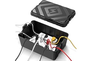 Gotsblock Large Outdoor Electrical Box (12.6x8.3x5.2Inch), IP54 Waterproof Extension Cord Cover, Weatherproof Connection Box w/7 Cable Entry, Protect Outlet,Plug,Timer,Power Strip,Holiday Lights,Black