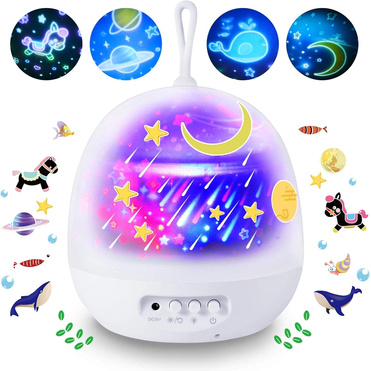 SUNNEST Night Light Kids, Baby Projector Lamp Light 360 Degree Silent