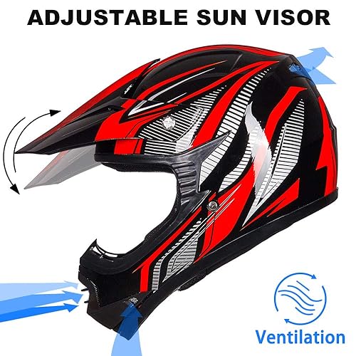 ILM Youth Kids ATV Motocross Helmet Goggles Sports Gloves Dirt