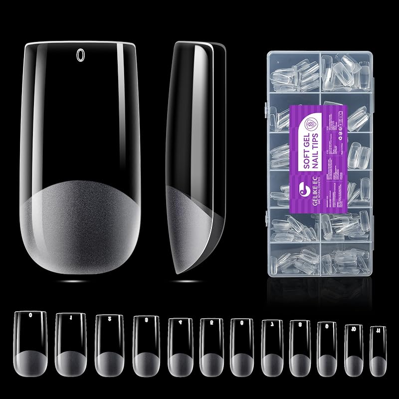 gelike ec Gel Nail Tips Kit 552pcs 11 Sizes Soft Gel Soak Off Clear