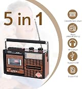 Lychee Lychee Boombox Portable Retro Cassette Player Radio AM FM SW2 USB SD view 3