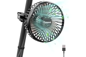 Tonree Grow Tent Fan, 5.5" Greenhouse Clip Fan with Brushless Motor and Non-slip Clamp, Strong Airflow and Low Noise, 360° Tilt, Easy Mount for Plant Hydroponics Circulation Cooling Ventilation Shed