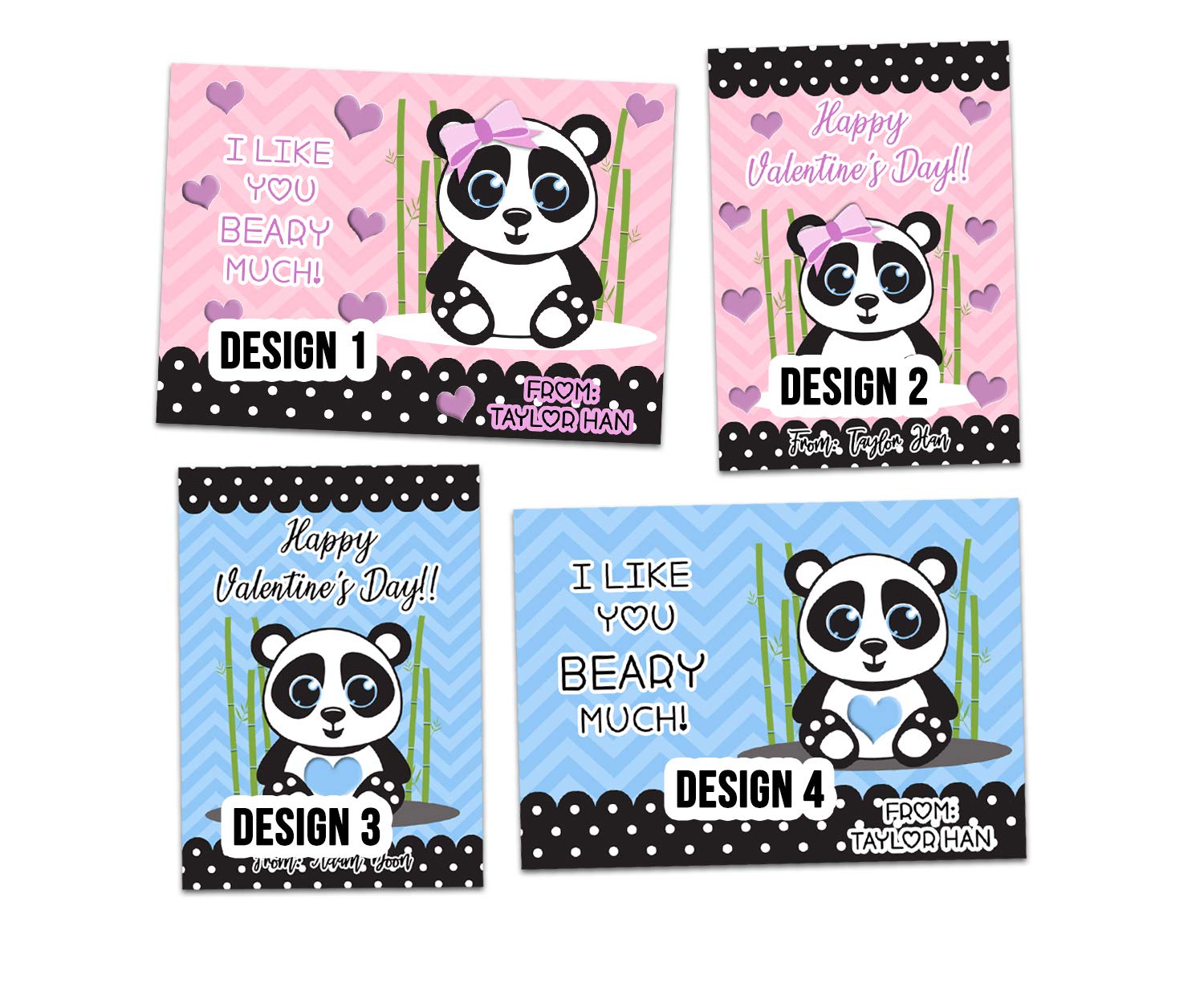Amazon Com Panda Valentines Cards For Classroom Valentine Day Kids Boy Girl Panda Bear Pink Blue Handmade