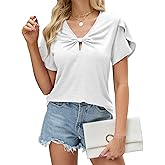 Quatrefox T Shirts Short Sleeve for Women V Neck Tees Fashion Loose Tops Casual Summer Outfits Clothes Beach 2025 Trendy