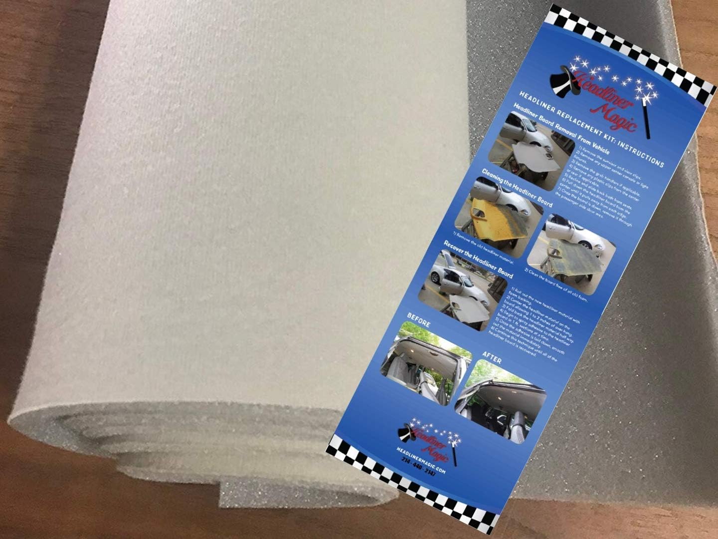 Fabric Home Headliner Magic Light Gray Auto Headliner 3/16 Foam Backing Fabric Material 288 X 60
