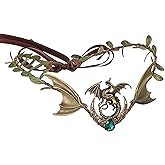 RENEMEGO Renaissance Bronze Elf Fairy Crown - Moon Dragon Elven Headpiece with Crystal Viking Celtic Headband Woodland Wreath Tiara for Women Men Cosplay Photo Shoot Accessories