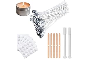 WVD Handmade Candle Making Kit, 100 Pcs Candle Wicks, 100 Pcs Fixing Patches, 5 Pcs Wooden Stands and 2 Pcs Placement Tubes, 