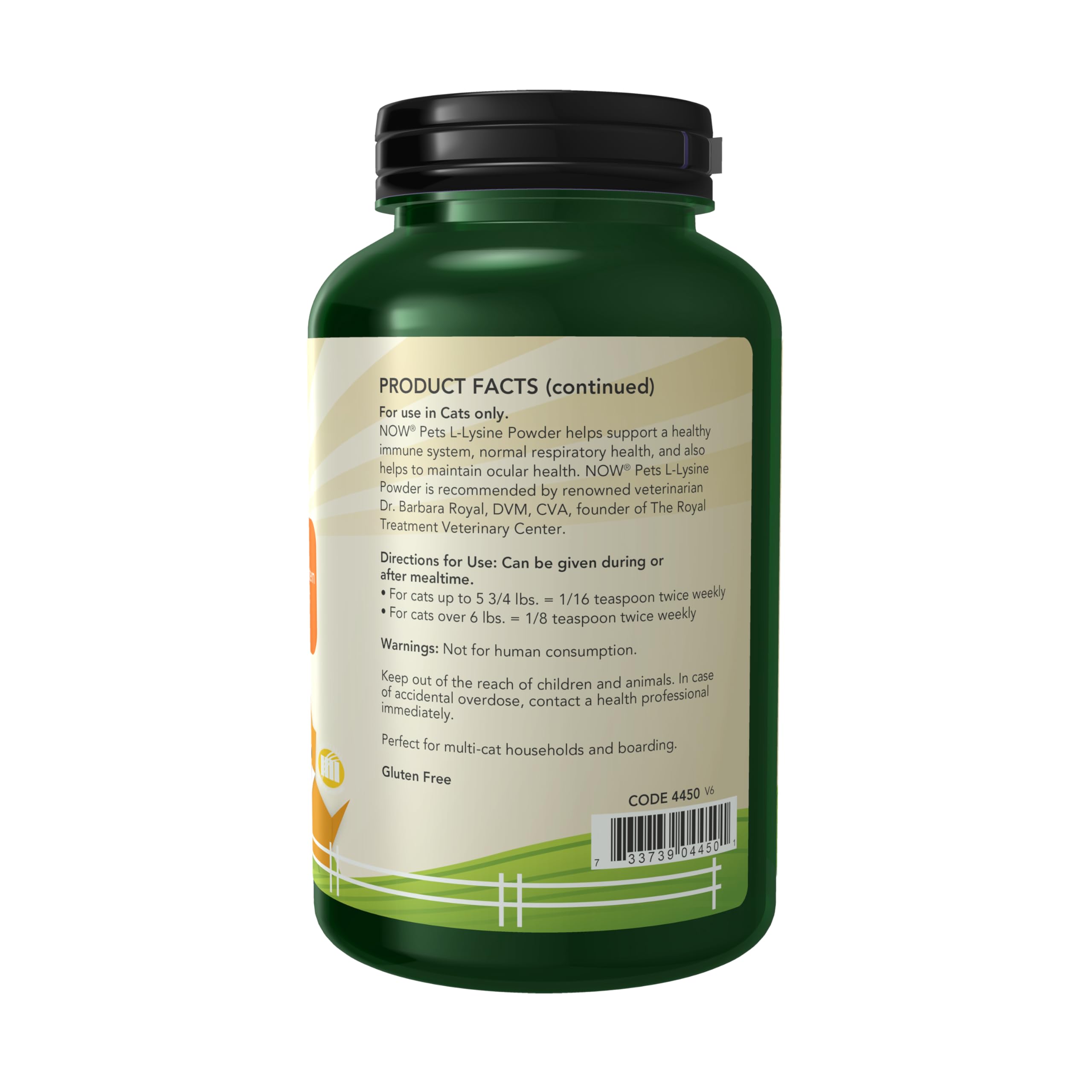 NOW Pet Health, L-Lysine Supplement, Powder, Formulated for Cats, NASC Certified, 8-Ounce