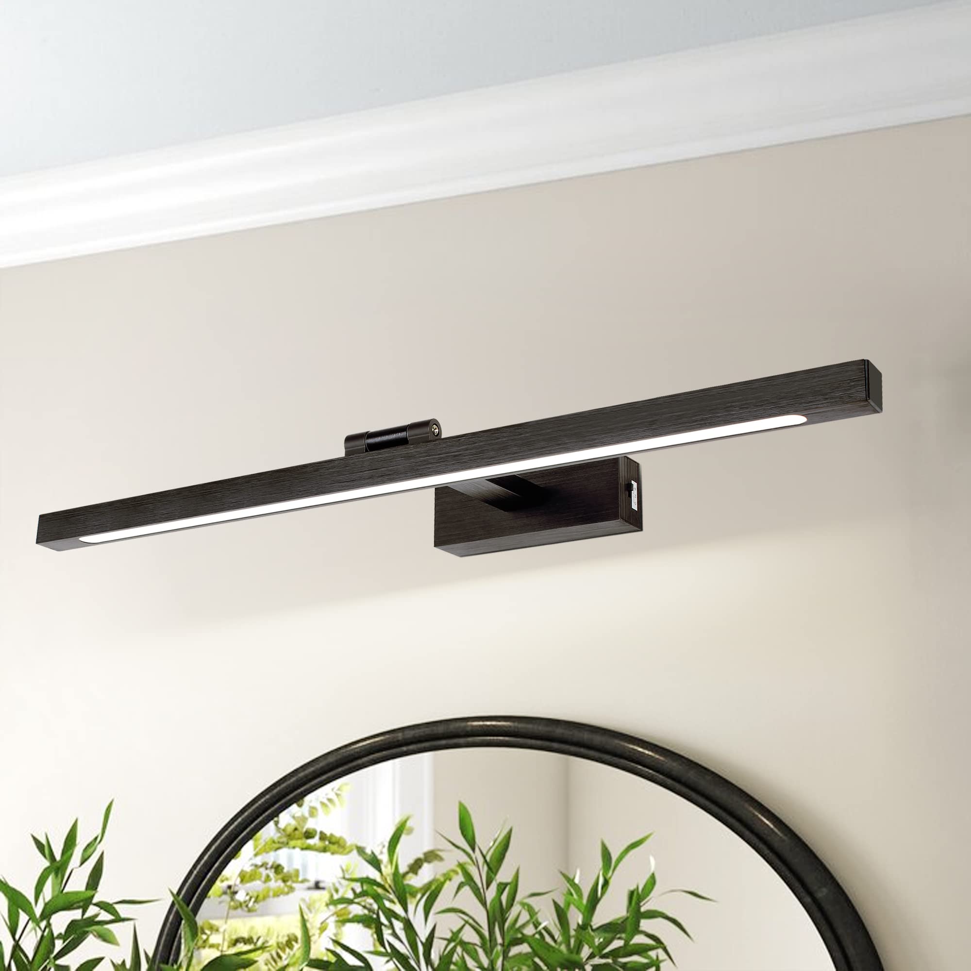 MantoLite LED Dimmable Picture Light Mirror Light for Dressing Room Hallway Wall Lamp Living Room Lighting Fixtures Brushed Black Bedroom Sconce Reading Lights with Adjustable Lights Head (60CM 12W)