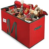 Christmas Nutcrackers Storage Box Stores 8 Figurines and Nutcrackers Sized 15 Inches, Holiday Nutcrackers Organizer with Adjustable Dividers, Extra Pockets, 600D Oxford Fabirc, Durable Handle