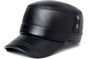 JOOFAN Army Cap with Goat Leather for Men, Adjustable Size 7 1/8-7 1/2 Breathable Mesh Comfortable Fit, Military Style Hat Pe
