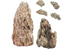 JINGHANGER 6PCS Natural Aquarium Rocks, 4'' to 8'' Mixed Sizes Natural Stone Aquarium Decoration Aquarium Stones Dragon Stone Rock for Aquascaping Accessories Landscaping Model Fish Tank Decor, 4.4 lb