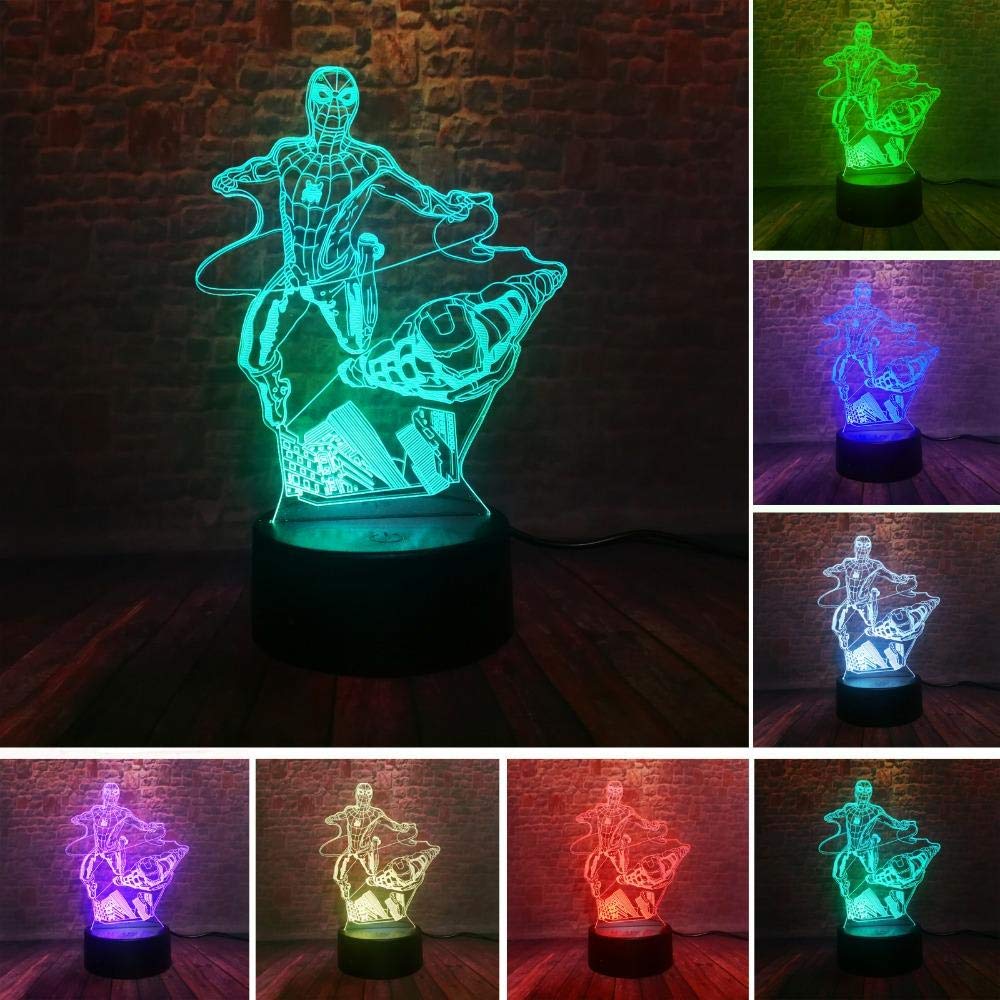 Novedad Marvel Avengers Figura Superheroe De Dibujos Animados Spiderman Iron Man Lampara De Mesa 3d Luz Nocturna De Humor Led Usb Regalo Para Ninos Juguetes Para Bebes Touch One 7 Color Usb