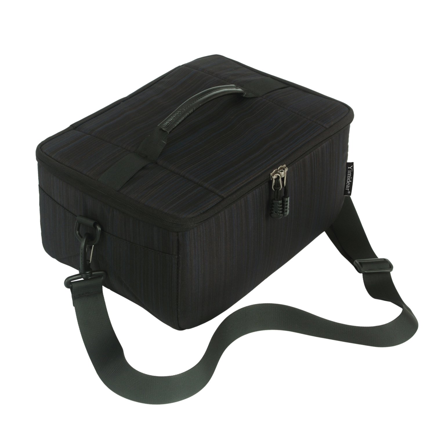 Waterproof Shockproof Partition Padded Camera Bags SLR DSLR Insert Protection Case With Top Handle and Adjustable shoulder strap For DSLR Shot lens Or Flash Light (Black)