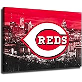 Cincinnati Red Baseball Poster Sports Canvas Wall Art Pattern Print Artwork Decor Home Decor Painting (No Framed,16x24inch)