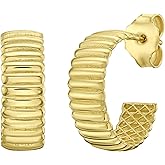 Floreo 14k Yellow Gold 15mm Ribbed C-Hoop Earrings