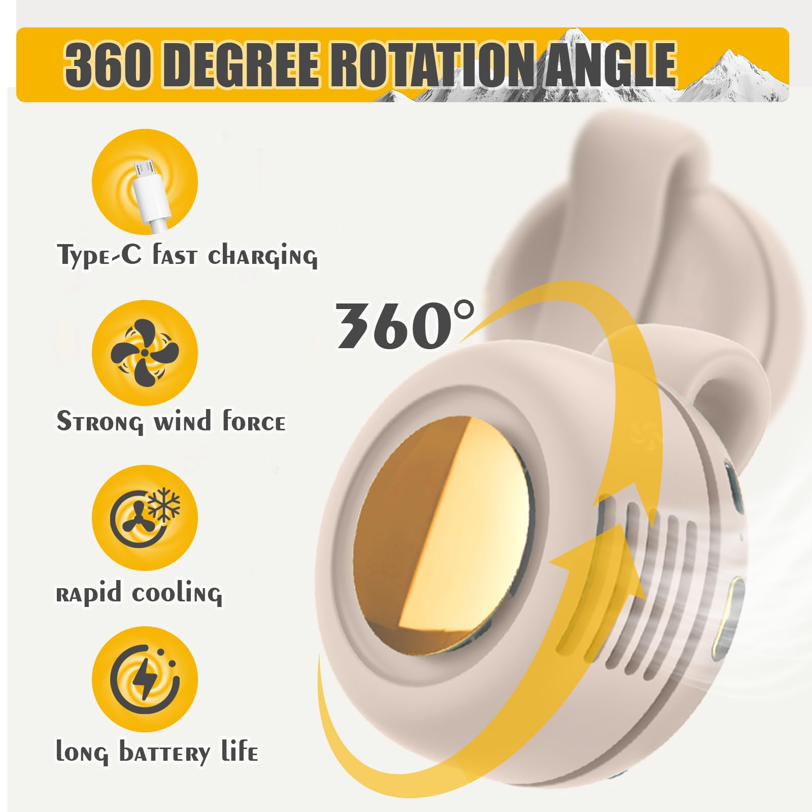 Portable Silent Mini Bladeless Electric fan Clip-On,3-Speed Rotatable Hands-FreeClip-On Fan for Shirt and Waist,Portable Mini Bladeless Fan Clip-On,For Outdoor & Travel & Office,Travel Accessories