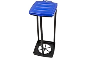 Wakeman Portable Trash Bag Holder – Collapsible 13-Gallon Garbage Bin for Indoor/Outdoor Use, Camping, Recycling, and Parties – Durable Plastic Trash Can Outdoors (Blue)