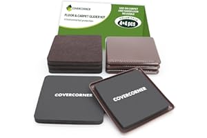 COVERCORNER Furniture Sliders for Hardwood Floors, Square Furniture Sliders for Carpet, 8 PCS 5 inch Combo Pack, Sliders for Moving Furniture-Brown