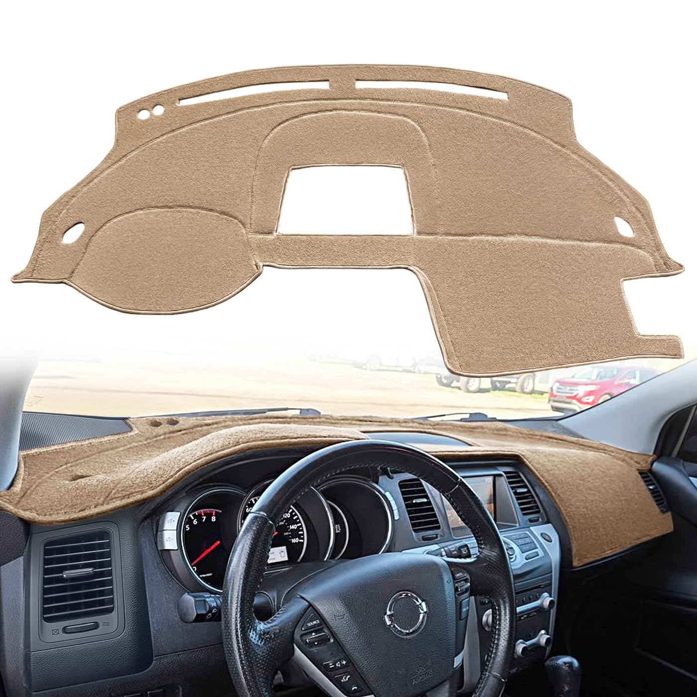 Photo 1 of Dash Cover Mat Custom Fit for Nissan Murano with Speaker Cutout Dashboard Cap Pad Carpet Protector K307 (Beige)