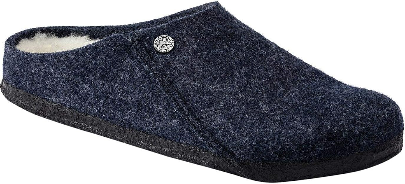 Birkenstock Men's Zermatt Wool Felt Shearling Slippers, Dark Blue, 41 R