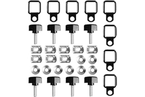 DEDC 8 Pack Hardtop Quick Removal Fastener Thumb Screws and Nuts, 8pcs Tie Down D-Rings Anchors Replacement for 1995-2017 JK YJ TJ JKU Sports Sahara Freedom Rubicon X & Unlimited (8 Packs Full Set)