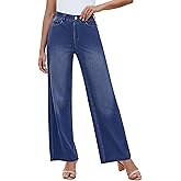 GRAPENT Wide Leg Jeans for Women High Waisted Trendy Pull On Elastic Waist Soft Stretchy Denim Pants Sweatpant Jeans