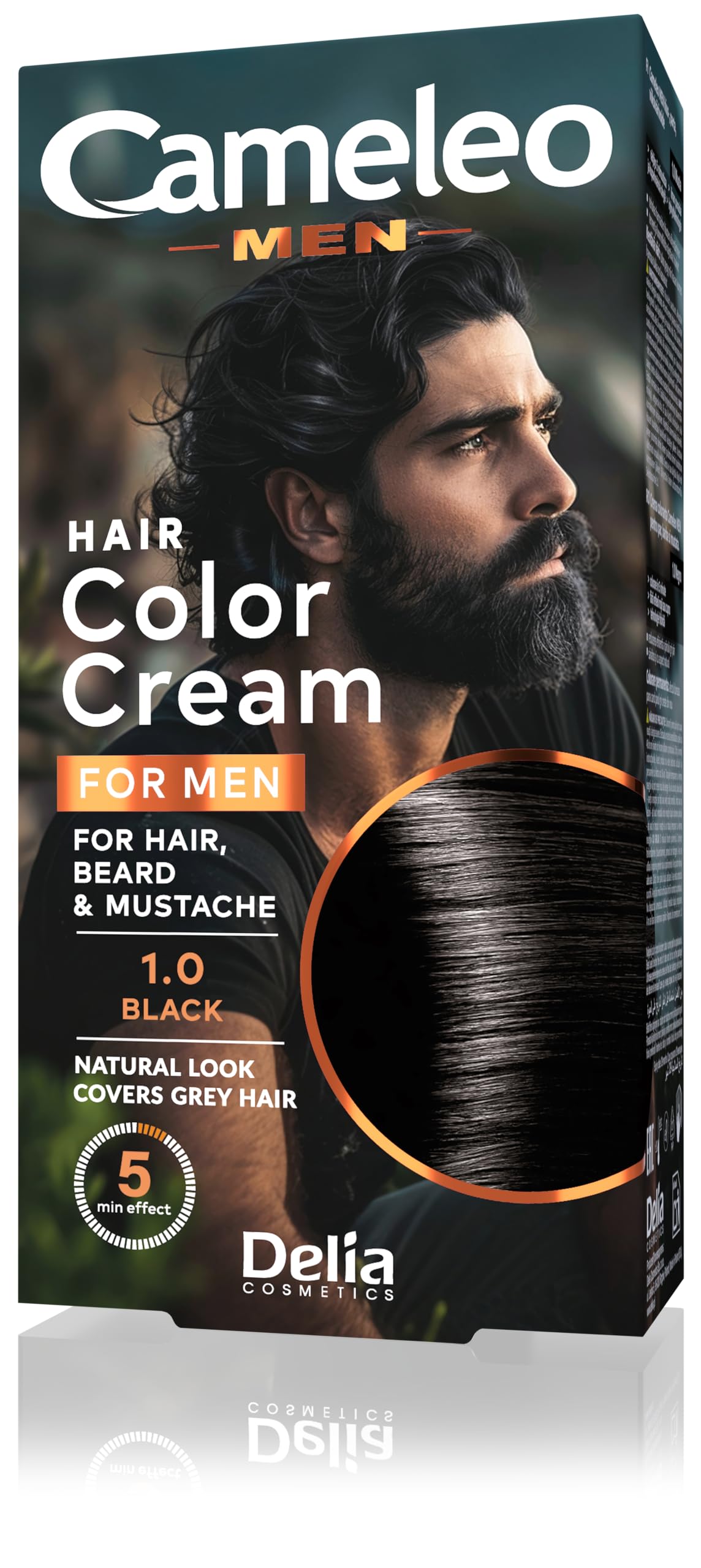 Cameleo Men - Permanent Hair Dye | Black Colour for Hair Beard & Moustache | Natural Colour Effect in 5 Minutes | Cover Grey Hair | Ammonia FREE | 30ml