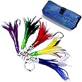 Set of 5 Colors Trolling Lures Saltwater Fishing Lures for Tuna Marlin Mahi Dolphin Durado Wahoo with Fully Rigged and Hooks Jet Head Feather Lures