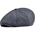 VOBOOM Men Wool Blend Newsboy Cap 8 Panel Hat Tweed Cap Herringbone Cabbie Flat Cap
