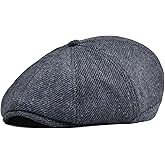 VOBOOM Men Wool Blend 8 Panel Newsboy Cap Herringbone Cabbie Flat Tweed Hat