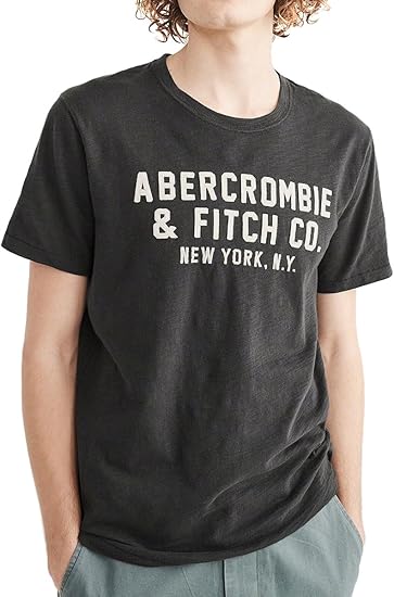 Amazon アバクロンビー フィッチ Abercrombie Fitch Tシャツ 半袖 メンズ アップリケ グラフィック ダークグレー Lサイズ 2376 L Tシャツ カットソー 通販